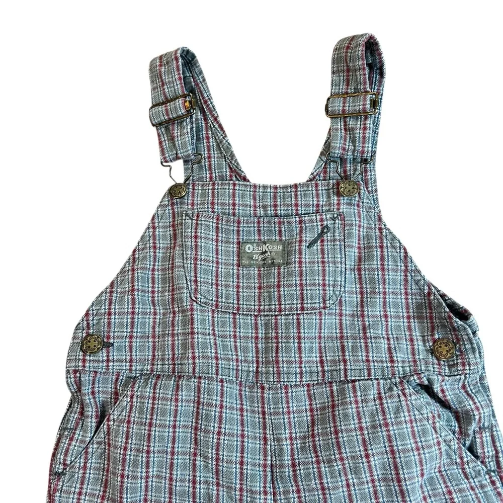 Vintage‎ OshKosh B’gosh Vestbak Plaid Overalls – 18–24M (Est.) - Picture 2 of 9
